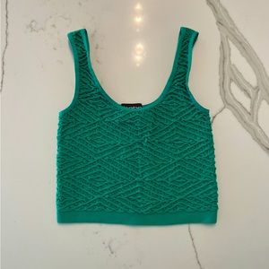Bebe Green Textured Crop Top - Size S